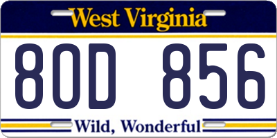 WV license plate 8OD856