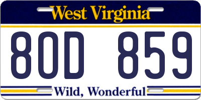 WV license plate 8OD859