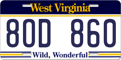WV license plate 8OD860