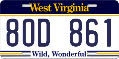 WV license plate 8OD861