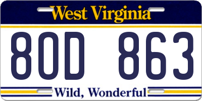 WV license plate 8OD863