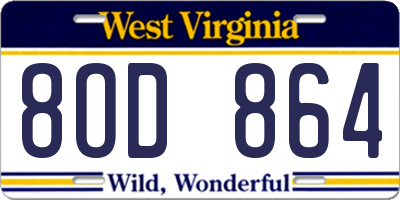 WV license plate 8OD864