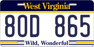 WV license plate 8OD865