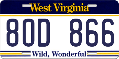 WV license plate 8OD866