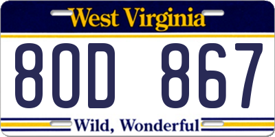 WV license plate 8OD867