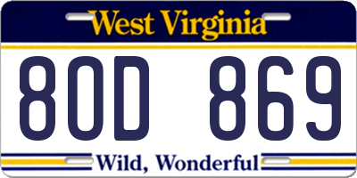 WV license plate 8OD869