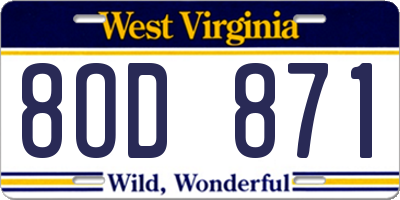 WV license plate 8OD871