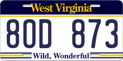 WV license plate 8OD873