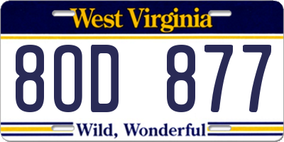 WV license plate 8OD877