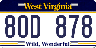 WV license plate 8OD878
