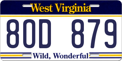 WV license plate 8OD879