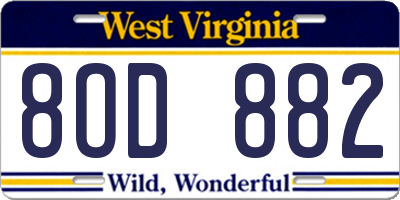 WV license plate 8OD882