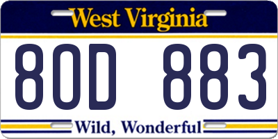 WV license plate 8OD883