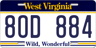WV license plate 8OD884