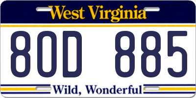 WV license plate 8OD885