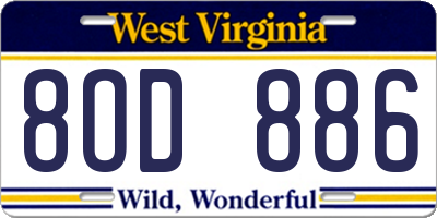WV license plate 8OD886