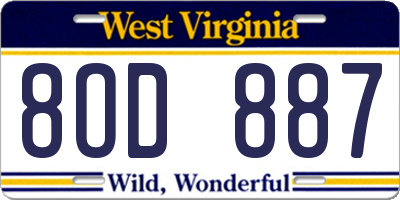 WV license plate 8OD887
