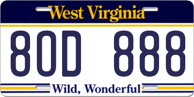 WV license plate 8OD888