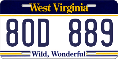 WV license plate 8OD889