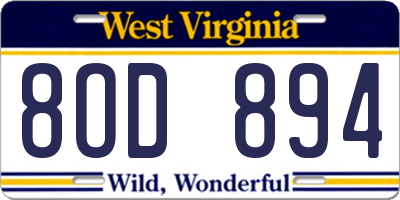 WV license plate 8OD894