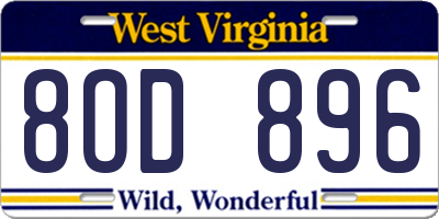 WV license plate 8OD896