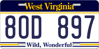 WV license plate 8OD897