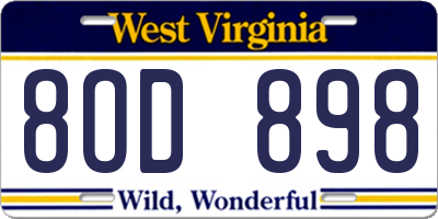 WV license plate 8OD898