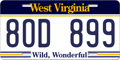WV license plate 8OD899