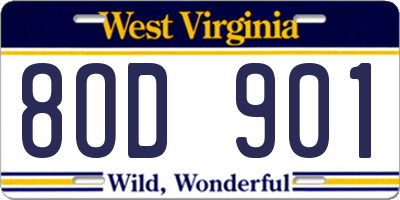 WV license plate 8OD901