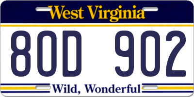 WV license plate 8OD902