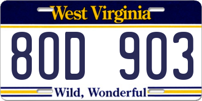 WV license plate 8OD903