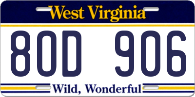 WV license plate 8OD906