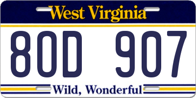 WV license plate 8OD907