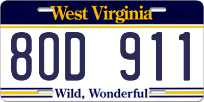WV license plate 8OD911