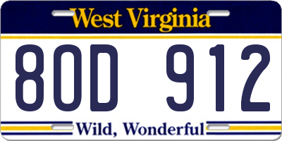 WV license plate 8OD912