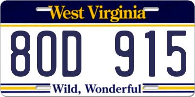 WV license plate 8OD915