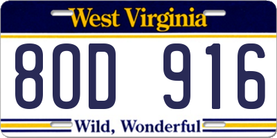 WV license plate 8OD916