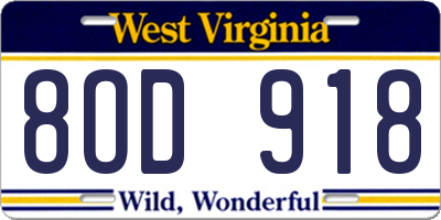 WV license plate 8OD918