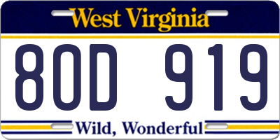 WV license plate 8OD919