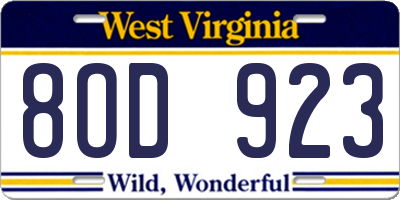 WV license plate 8OD923
