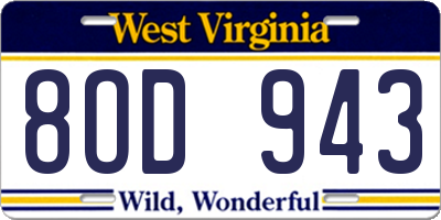 WV license plate 8OD943