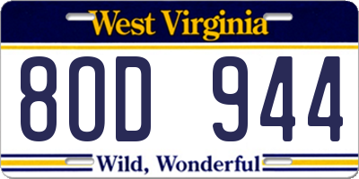 WV license plate 8OD944