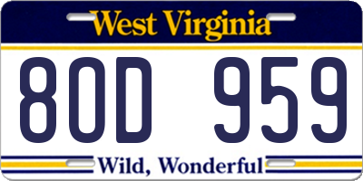 WV license plate 8OD959