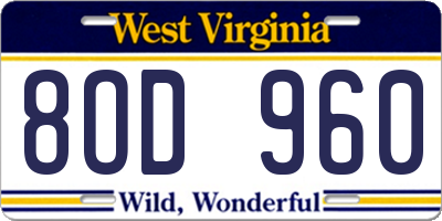 WV license plate 8OD960