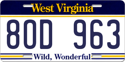 WV license plate 8OD963