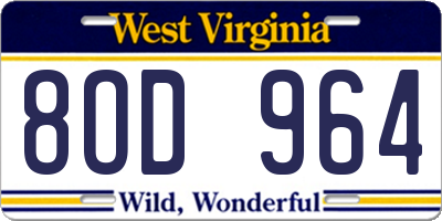 WV license plate 8OD964
