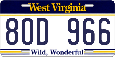 WV license plate 8OD966