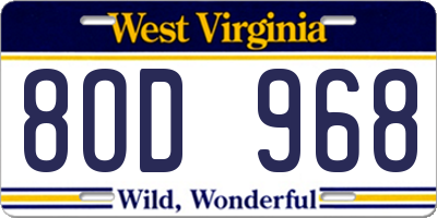 WV license plate 8OD968