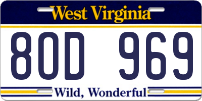 WV license plate 8OD969