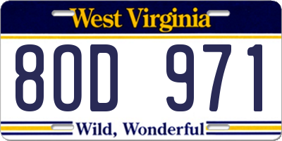 WV license plate 8OD971